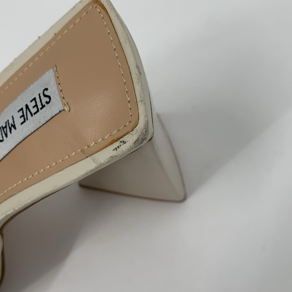 Steve Madden Twist slide heel sandal shoe sculptural heel triangle cream mule 10 - Picture 7 of 7